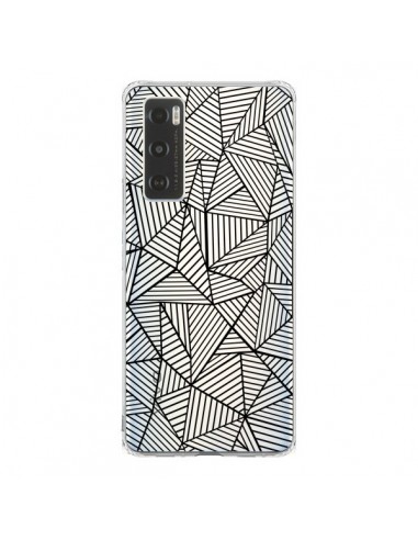 Coque Vivo Y70 Lignes Grilles Triangles Full Grid Abstract Noir Transparente - Project M