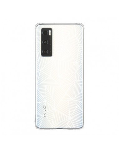 Coque Vivo Y70 Lignes Grilles Triangles Full Grid Abstract Blanc Transparente - Project M