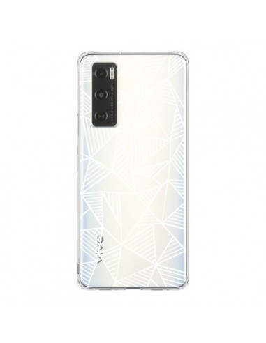 Coque Vivo Y70 Lignes Grilles Triangles Grid Abstract Blanc Transparente - Project M