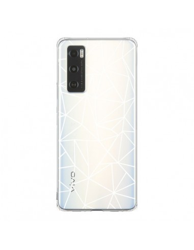 Coque Vivo Y70 Lignes Triangles Grid Abstract Blanc Transparente - Project M