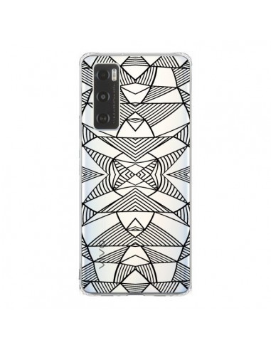 Coque Vivo Y70 Lignes Miroir Grilles Triangles Grid Abstract Noir Transparente - Project M