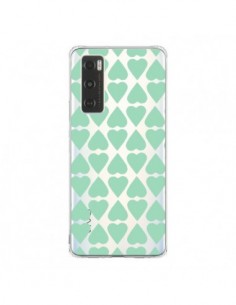 Coque Vivo Y70 Coeurs Heart Mint Bleu Vert Transparente -...