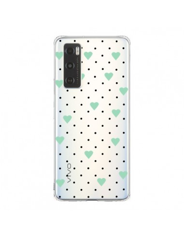 Coque Vivo Y70 Point Coeur Mint Bleu Vert Pin Point Heart Transparente - Project M