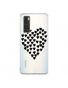 Coque Vivo Y70 Coeurs Heart Love Noir Transparente -...