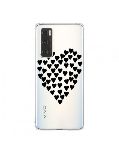 Coque Vivo Y70 Coeurs Heart Love Noir Transparente - Project M