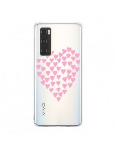 Coque Vivo Y70 Coeurs Heart Love Rose Pink Transparente -...