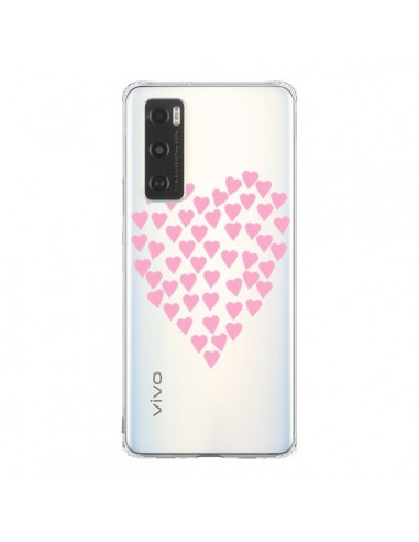 Coque Vivo Y70 Coeurs Heart Love Rose Pink Transparente - Project M