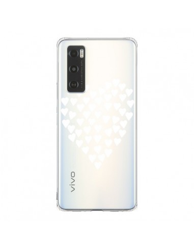 Coque Vivo Y70 Coeurs Heart Love Blanc Transparente - Project M