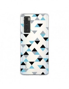 Coque Vivo Y70 Triangles Ice Blue Bleu Noir Transparente...
