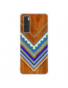 Coque Vivo Y70 Azteque Arbutus Blue Bois Aztec Tribal -...