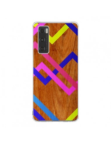 Coque Vivo Y70 Pink Yellow Wooden Bois Azteque Aztec Tribal - Jenny Mhairi