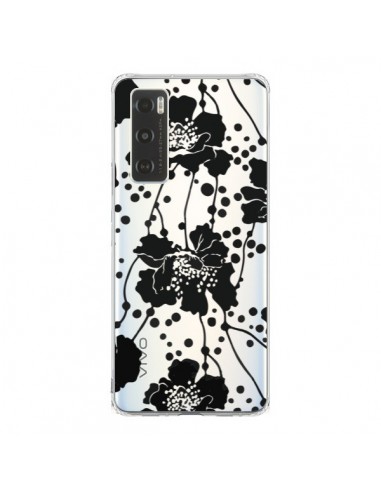 Coque Vivo Y70 Fleurs Noirs Flower Transparente - Dricia Do