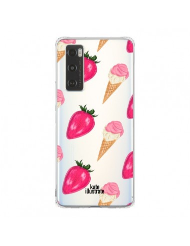 Coque Vivo Y70 Strawberry Ice Cream Fraise Glace Transparente - kateillustrate