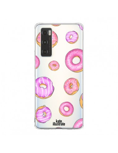 Coque Vivo Y70 Pink Donuts Rose Transparente - kateillustrate