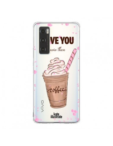 Coque Vivo Y70 I love you More Than Coffee Glace Amour Transparente - kateillustrate