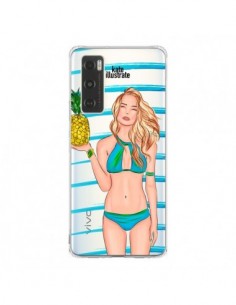 Coque Vivo Y70 Malibu Ananas Plage Ete Bleu Transparente...