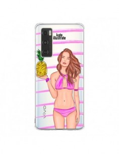 Coque Vivo Y70 Malibu Ananas Plage Ete Rose Transparente...