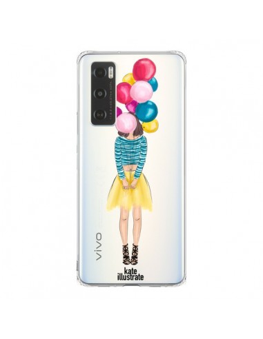 Coque Vivo Y70 Girls Balloons Ballons Fille Transparente - kateillustrate