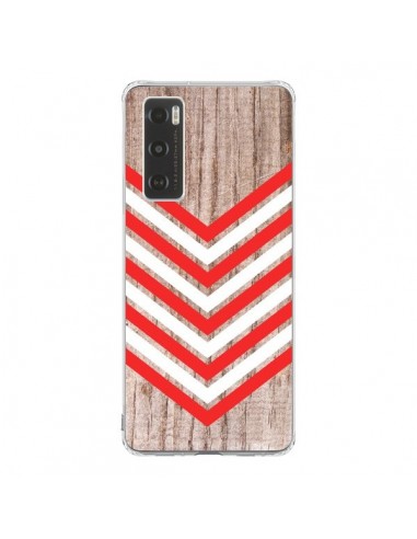 Coque Vivo Y70 Tribal Aztèque Bois Wood Flèche Rouge Blanc - Laetitia