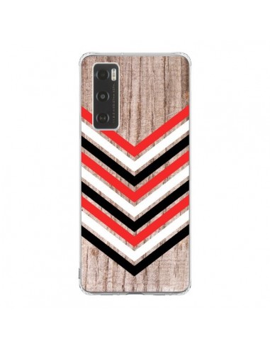 Coque Vivo Y70 Tribal Aztèque Bois Wood Flèche Rouge Blanc Noir - Laetitia