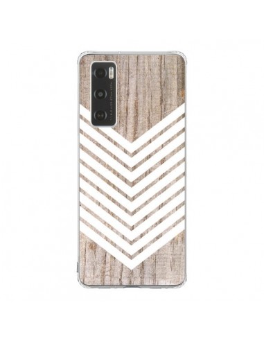 Coque Vivo Y70 Tribal Aztèque Bois Wood Flèche Blanc - Laetitia