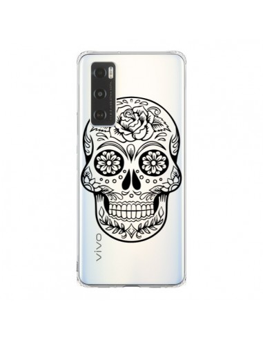 Coque Vivo Y70 Tête de Mort Mexicaine Noir Transparente - Laetitia