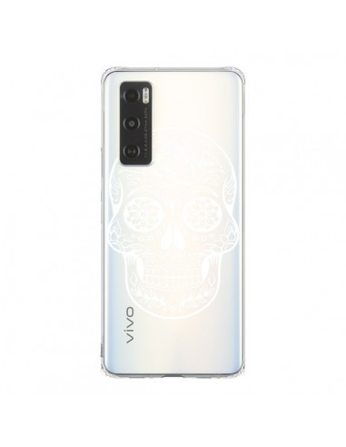 Coque Vivo Y70 Tête de Mort Mexicaine Blanche Transparente - Laetitia