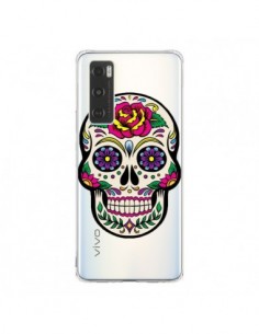 Coque Vivo Y70 Tête de Mort Mexicaine Fleurs Transparente...