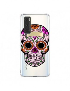 Coque Vivo Y70 Tête de Mort Mexicaine Noir Rose...