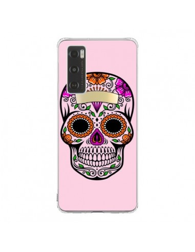 Coque Vivo Y70 Tête de Mort Mexicaine Rose...
