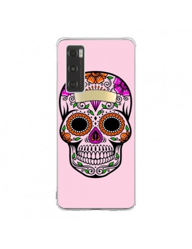 Coque Vivo Y70 Tête de Mort Mexicaine Rose Multicolore - Laetitia