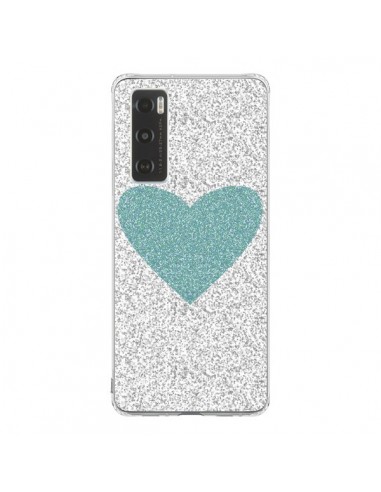 Coque Vivo Y70 Coeur Bleu Vert Argent Love - Mary Nesrala