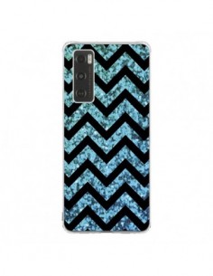 Coque Vivo Y70 Chevron Aqua Sparkle Triangle Azteque -...