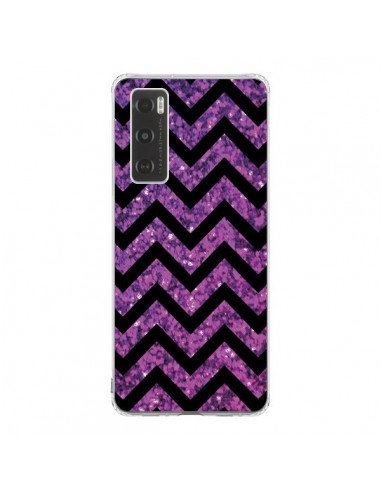 Coque Vivo Y70 Chevron Purple Sparkle Triangle Azteque - Mary Nesrala