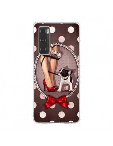 Coque Vivo Y70 Lady Jambes Chien Dog Pois Noeud papillon - Maryline Cazenave