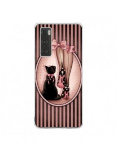 Coque Vivo Y70 Lady Chat Noeud Papillon Pois Chaussures -...