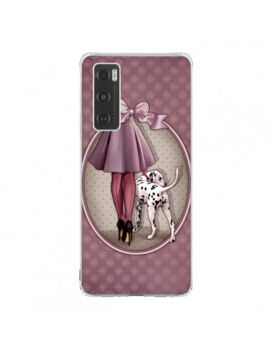 Coque Vivo Y70 Lady Chien Dog Dalmatien Robe Pois - Maryline Cazenave