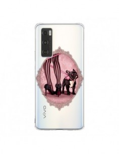 Coque Vivo Y70 Lady Jambes Chien Bulldog Dog Rose Pois...