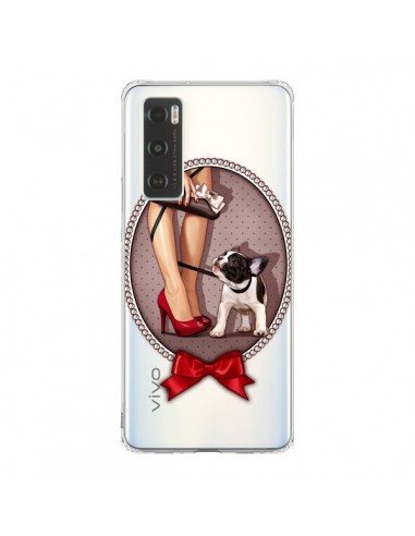 Coque Vivo Y70 Lady Jambes Chien Bulldog Dog Pois Noeud Papillon Transparente - Maryline Cazenave