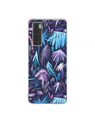 Coque Vivo Y70 Brushstrokes Tropical Palms Navy - Ninola Design