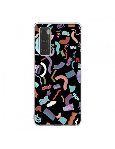 Coque Vivo Y70 Curly and Zigzag Stripes Black - Ninola Design