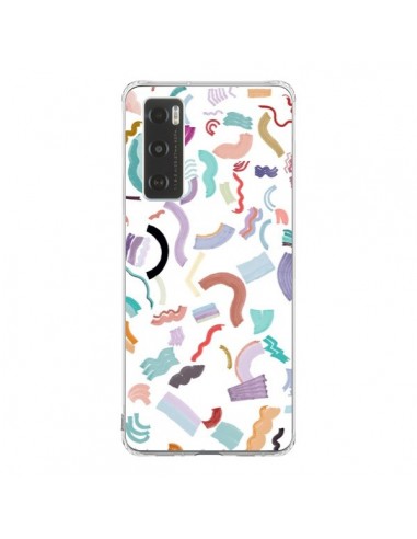 Coque Vivo Y70 Curly and Zigzag Stripes White - Ninola Design