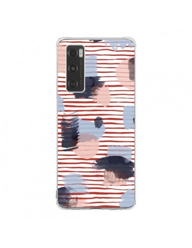 Coque Vivo Y70 Watercolor Stains Stripes Red - Ninola Design