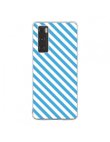 Coque Vivo Y70 Bonbon Candy Bleue et Blanche Rayée - Nico