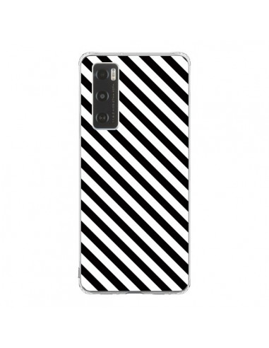 Coque Vivo Y70 Bonbon Candy Noire et Blanche Rayée - Nico