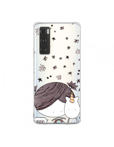 Coque Vivo Y70 Petite Fille et Licorne I Believe Transparente - Nico