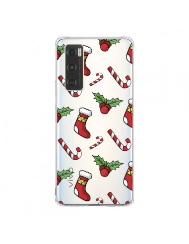 Coque Vivo Y70 Chaussette Sucre d'Orge Houx de Noël transparente - Nico