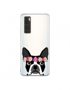 Coque Vivo Y70 Boston Terrier Fleurs Chien Transparente -...