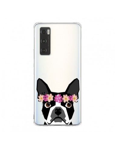 Coque Vivo Y70 Boston Terrier Fleurs Chien Transparente - Pet Friendly