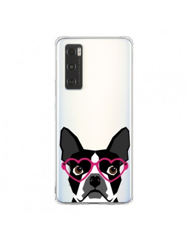 Coque Vivo Y70 Boston Terrier Lunettes Coeurs Chien Transparente - Pet Friendly